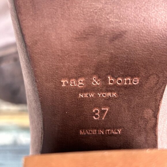 Rag & Bone Harrow Womens Sz 7 Ankle Bootie Gray Leather Block High Heel Slip On - Picture 12 of 12